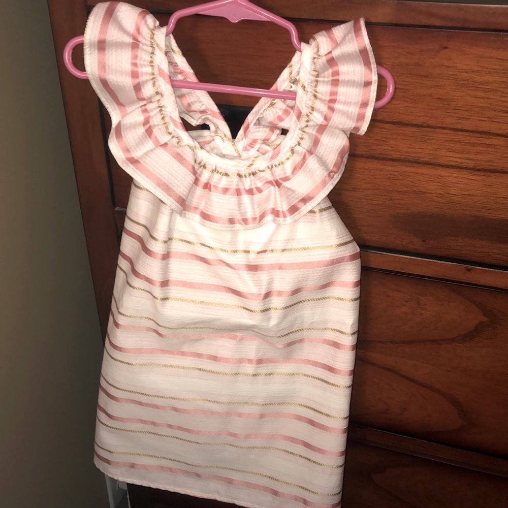 NWT pink, white and gold striped dress with bow